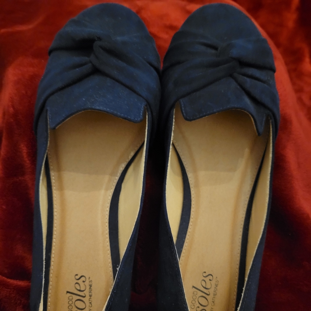 Women's Faux Suede Flat Shoes, Size 11W